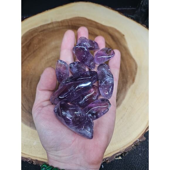 11Pcs Raw Natural Purple Amethyst Quartz Crystal Tumbled Healing Brazil .48lbs - Picture 6 of 8